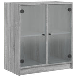 Side Cabinet with Glass Doors Grey Sonoma 68x37x75.5 cm 836425