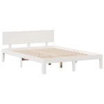 ZNTS Bookcase Bed without Mattress White 150x200 cm King Size Solid Wood Pine 3322695