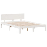 ZNTS Bookcase Bed without Mattress White 150x200 cm King Size Solid Wood Pine 3322695