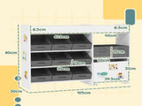 Kids Toy Storage Unit with 11 Bins, Cabinet, Top Shelves, 3 Stickers, for Nursery, Playroom, White T3398P379046