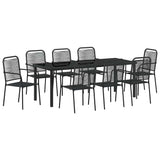 Garden Dining Set 9 pcs Black Powder-Coated Steel 3379162
