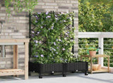 Garden Planter with Trellis&Wheels 2 pcs Black PP 3422985