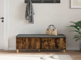 Hall Bench with Cushion with Door Smoked Oak 100 x 38 x 46 cm 891540