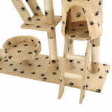 Cat Tree with Sisal Scratching Posts 230-250 cm Paw Prints Beige 170620