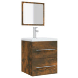 Bathroom Cabinet with Mirror Smoked Oak 41x38.5x48 cm Engineered Wood 820469