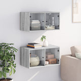 Wall Cabinets with Glass Doors 2 pcs Grey Sonoma 68.5x37x35 cm 836508