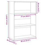 ZNTS Bookcase Artisian Oak 80x30x114 cm Engineered Wood 857939