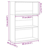 Bookcase Artisian Oak 80x30x114 cm Engineered Wood 857939