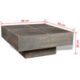 Coffee Table Dark Brown Square Solid Mango Wood 241133