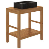 Bathroom Vanity Cabinet Solid Teak with Sink Marble Black 3058159