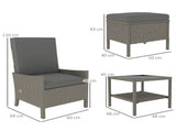 5 Piece Rattan Garden Furniture Set, Wicker Patio Sofa Set with 2 Armchairs, 2 Footstools, Glass Top T3398P328514