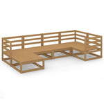 ZNTS 6 Piece Garden Lounge Set Honey Brown Solid Pinewood 3075687