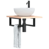 Basin Shelf Wall Mounted Steel and Solid Wood Oak 3302533
