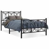 Metal Bed Frame without Mattress with Footboard Black 100x200cm 376141