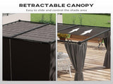 3 x 3m Moving Canopy Metal Pergola, with Curtains - Grey T3398P317588