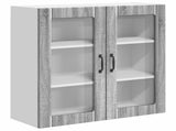 Wall Glass Cabinet LUCCA Grey Sonoma 80 x 31 x 80 cm 885071