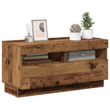 TV Cabinet with LED Lights Old Wood 80x35x40 cm Engineered Wood 856357