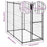 Outdoor Dog Kennel Steel with Roof 110x220x180 cm 150795