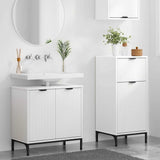 Bathroom Furniture Set 2 pcs White Engineered Wood and Metal 3393093