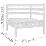 7 Piece Garden Lounge Set White Solid Wood Pine 3083340