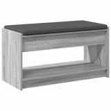 Hall Bench with Cushion with Shelf Grey Sonoma 83 x 38 x 45 cm 891581