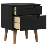 Bedside Cabinet Black 40 x 35 x 48 cm Solid Pine Wood 42020932