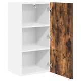 Hanging Cabinet with Door Smoked Oak and White 40 x 31 x 80 cm 884262