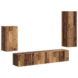 TV Cabinet Set Wall-mounted 4 pcs Old Wood Engineered Wood 3409013