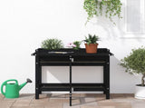 Garden Planter with Folding Tabletop Black Solid Wood Pine 825125