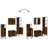 4 Piece Bathroom Cabinet Set Smoked Oak Engineered Wood 3214772