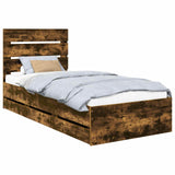 Bed Frame with Drawer Smoked Oak 90 x 190 cm Engineer Wood 3411866