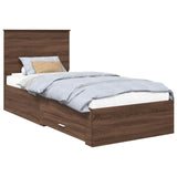 Bed Frame Brown Oak and Silver 100 x 200 cm Engineered Wood 3409691