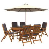 7-Piece Garden Dining Set Natural Solid Acacia Wood 3434525