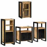 Bathroom Furniture Set with Shelf 4 pcs Brown Solid Mango Wood 3305698