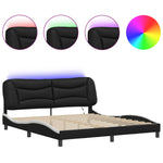 ZNTS Bed Frame with LED without Mattress Black and White 180x200 cm Super King 3213953