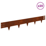 Lawn Edging 20 pcs 100 x 15 cm Steel Rusty 8008571