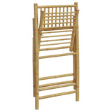 4 Piece Folding Bistro Chairs with Dark Grey Cushions Bamboo 3208925