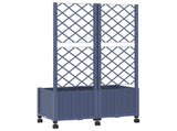Garden Planter with Trellis&Wheels Blue Grey 80 x 40 x 146 cm 3422971