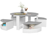 Five-Piece Kids Table and Chairs Set with Storage, for Ages 3-8 Years, Grey T3398P379036