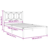 Metal Bed Frame without Mattress with Headboard White 100x190cm 376171