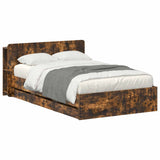 Bed Frame with Storage Smoked Oak 120 x 190 cm Engineered Wood 3433940