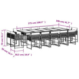 15 Piece Garden Dining Set with Cushions Light Grey Poly Rattan 3211595