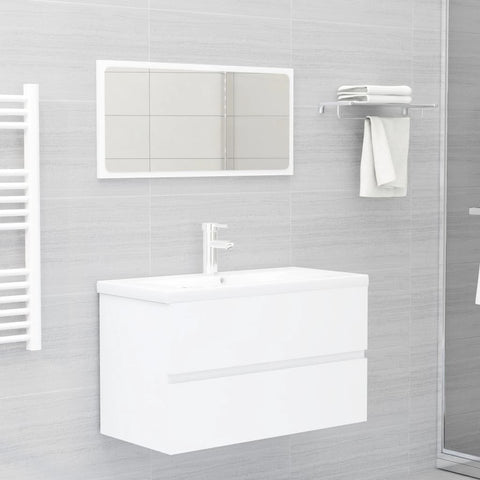 ZNTS Bathroom Furniture Set White Engineered Wood 3071594