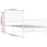 Metal Bed Frame without Mattress with Footboard White 90x190cm 350941