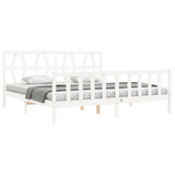 Bed Frame without Mattress White 200x200 cm Solid Wood Pine 3192512