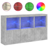 Sideboard with LED Lights Concrete Grey 181.5x37x100 cm 3209152