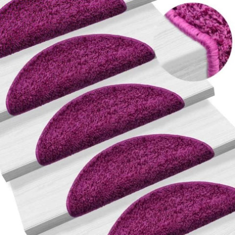 Stair Mats 10 pcs 56x17x3 cm Violet Half Round 149793