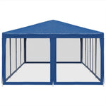 Party Tent with 12 Mesh Sidewalls Blue 8x4 m HDPE 4010072