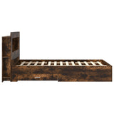 Bed Frame with Storage Smoked Oak 120 x 190 cm Engineered Wood 3433843