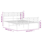 Metal Bed Frame without Mattress with Footboard White 135x190cm 372245